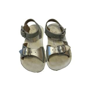 Saltwater Metallic Silver Sandals 6